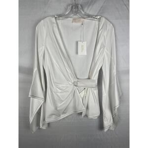 Peter Pilotto Cotton Wrap Top Blouse White Size 8 US